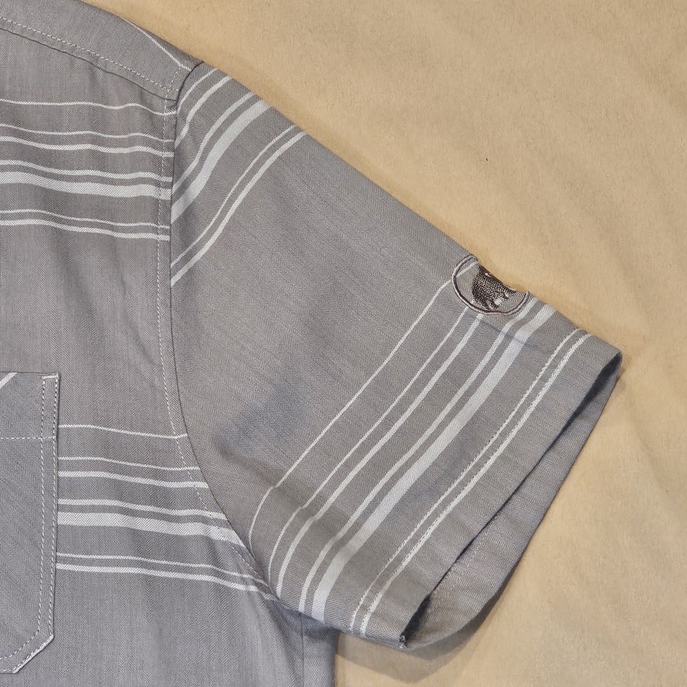 Mammut #1030 - 0230 Mens SS Button Front Gray Striped Lightweight Size L - Picture 4 of 16